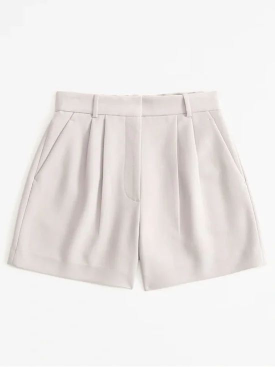 Abercrombie Curve Love A&F Sloane High Rise Tailored Shorts 4.5in - 2  26  Taupe - Picture 3 of 16